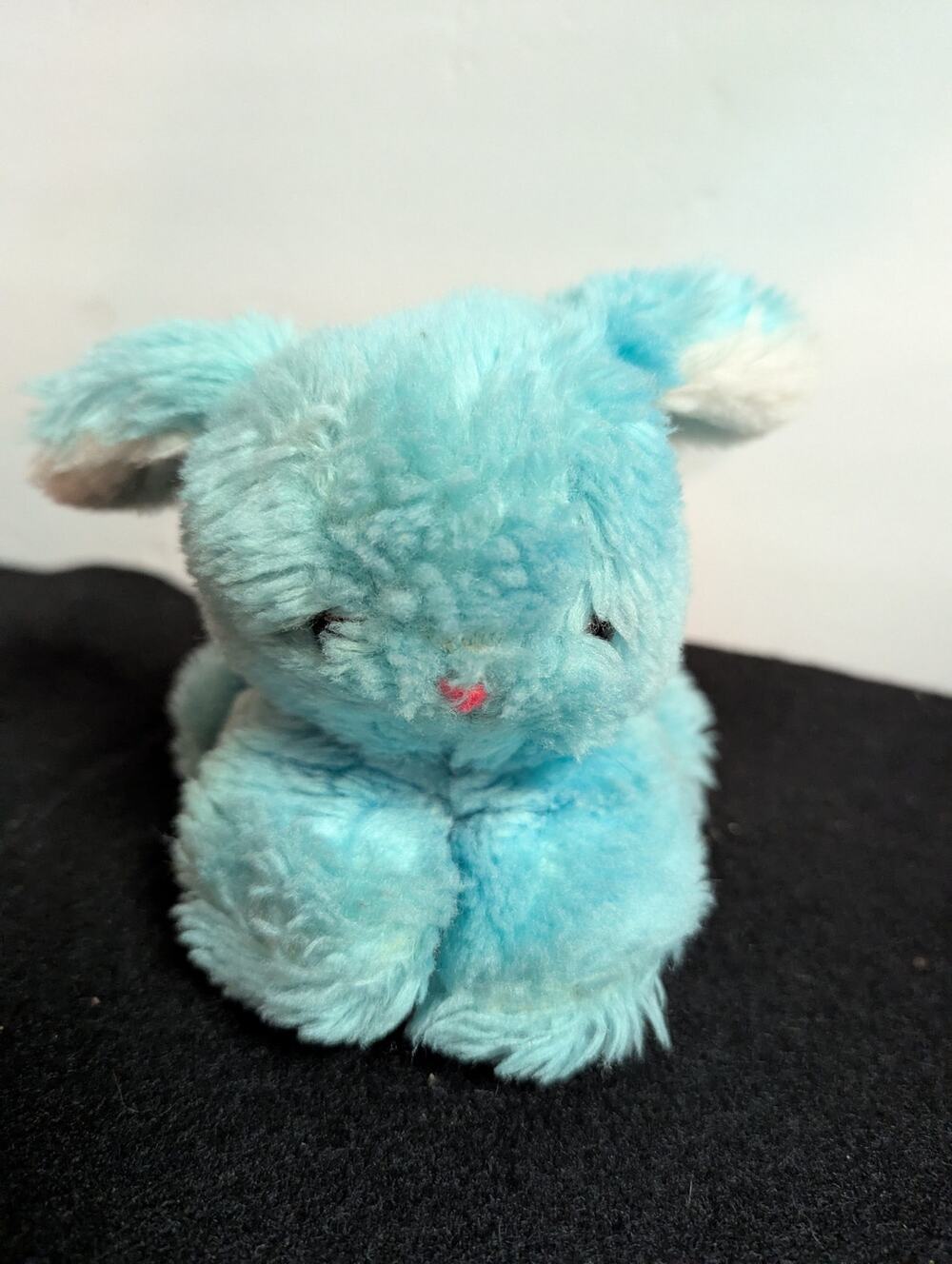 Vintage 1975 R. Dakin Blue Bunny Plush Stuffed Animal Retro Kitsch Nursery Toy